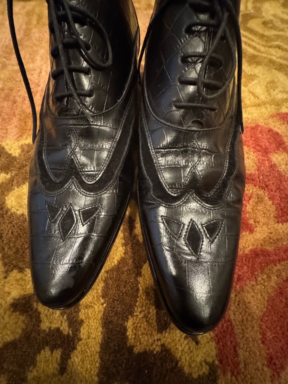 Versace jeans couture Black Men's Leather Wingtip Dress Shoes Sz 43 IS Sz 10